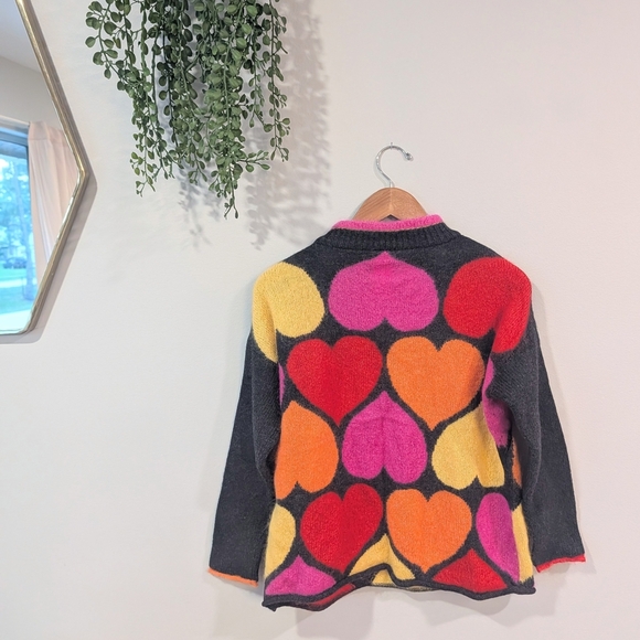 Vintage Mondi Multicolor Heart Sweater Size 38 - Picture 3 of 8